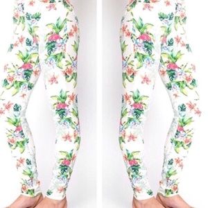 American Apparel highwaisted tropical/floral jeans